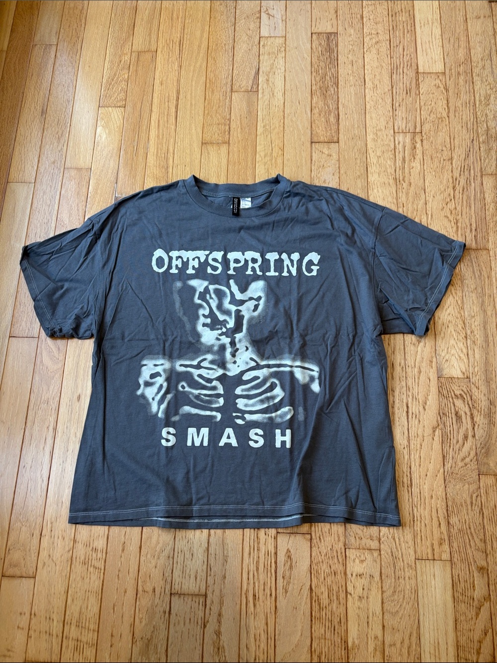 H&M Offspring 'Smash' Graphic Tee - Grey with White Print Unisex